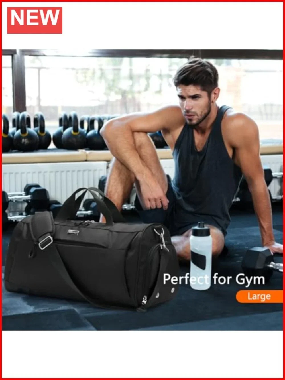 Unisex Duffel Bag with Shoe Compartment & Wet Pocket for Travel Sports Gym